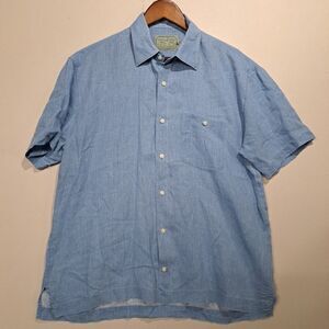 Cooper Jones Celebrate The Country Linen Shirt Mens Medium Blue VTG